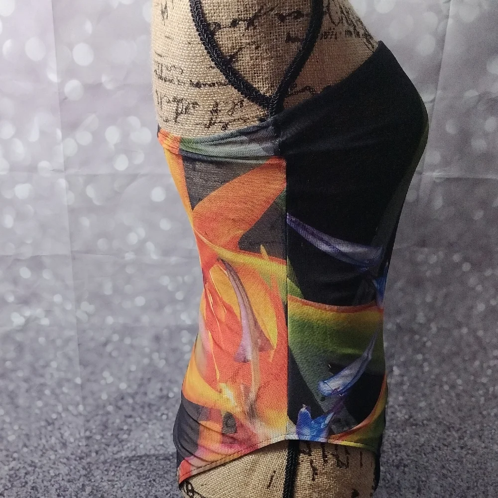 Zara Black and Multi Patterned Tube Body Suite - Picture 2 of 4